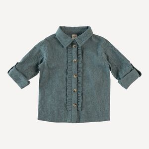 NWT 4T Kate Quinn Long Sleeve Rolled Tuxedo Shirt Stormy Weather Cotton Gauze